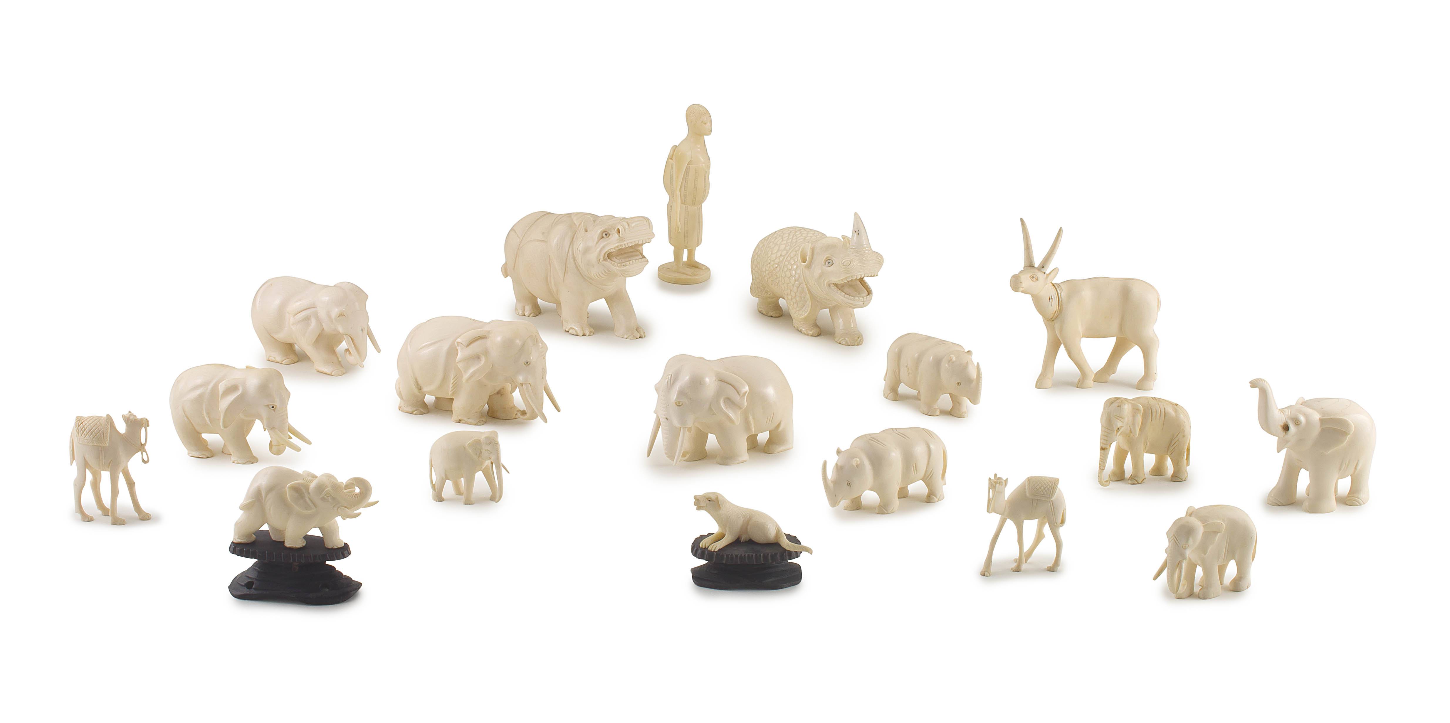 A miscellaneous group of ivory carvings, 20th century