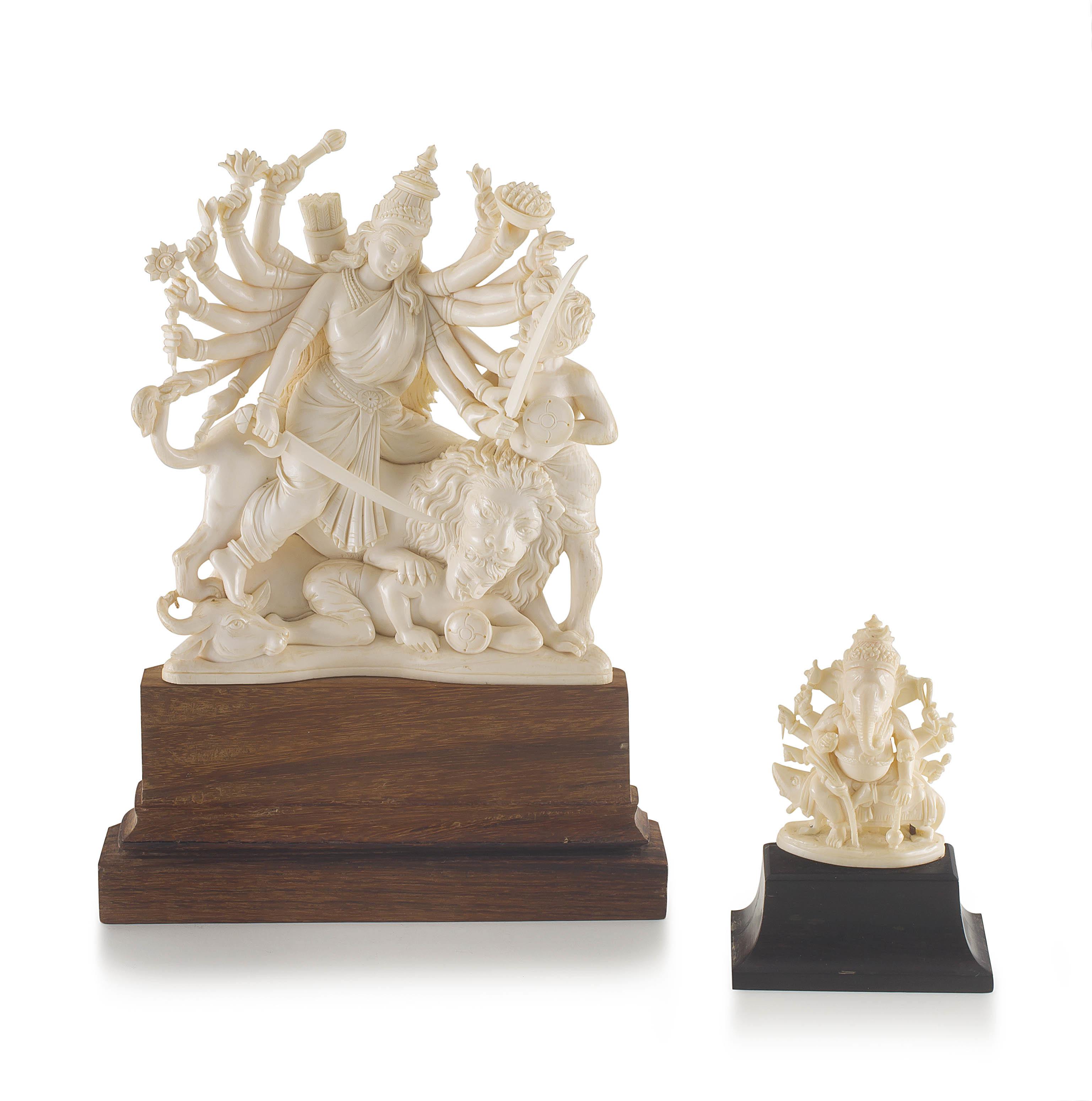 An Indian ivory carving of Durga, late 19th century