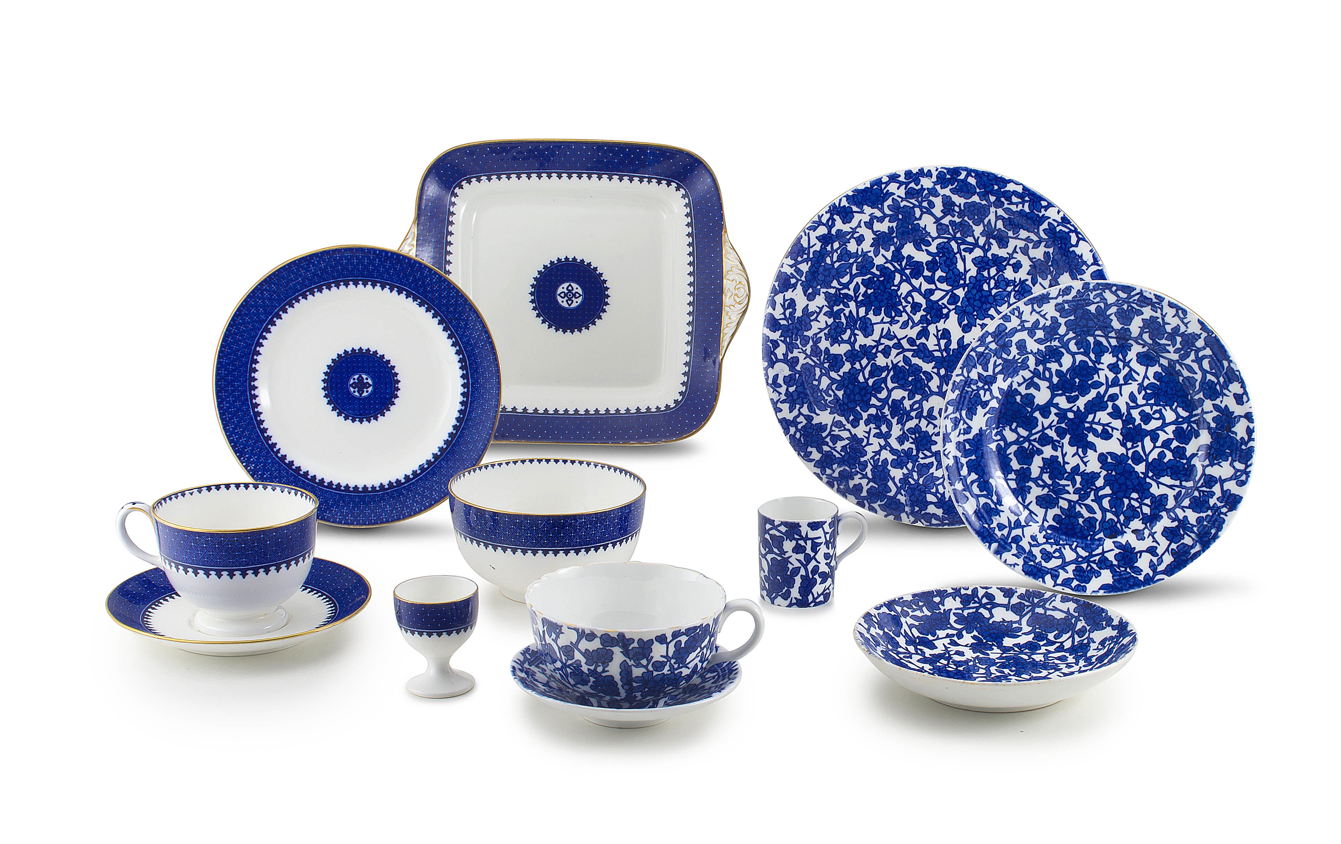 A Wedgwood blue and white part breakfast set, circa 1900
