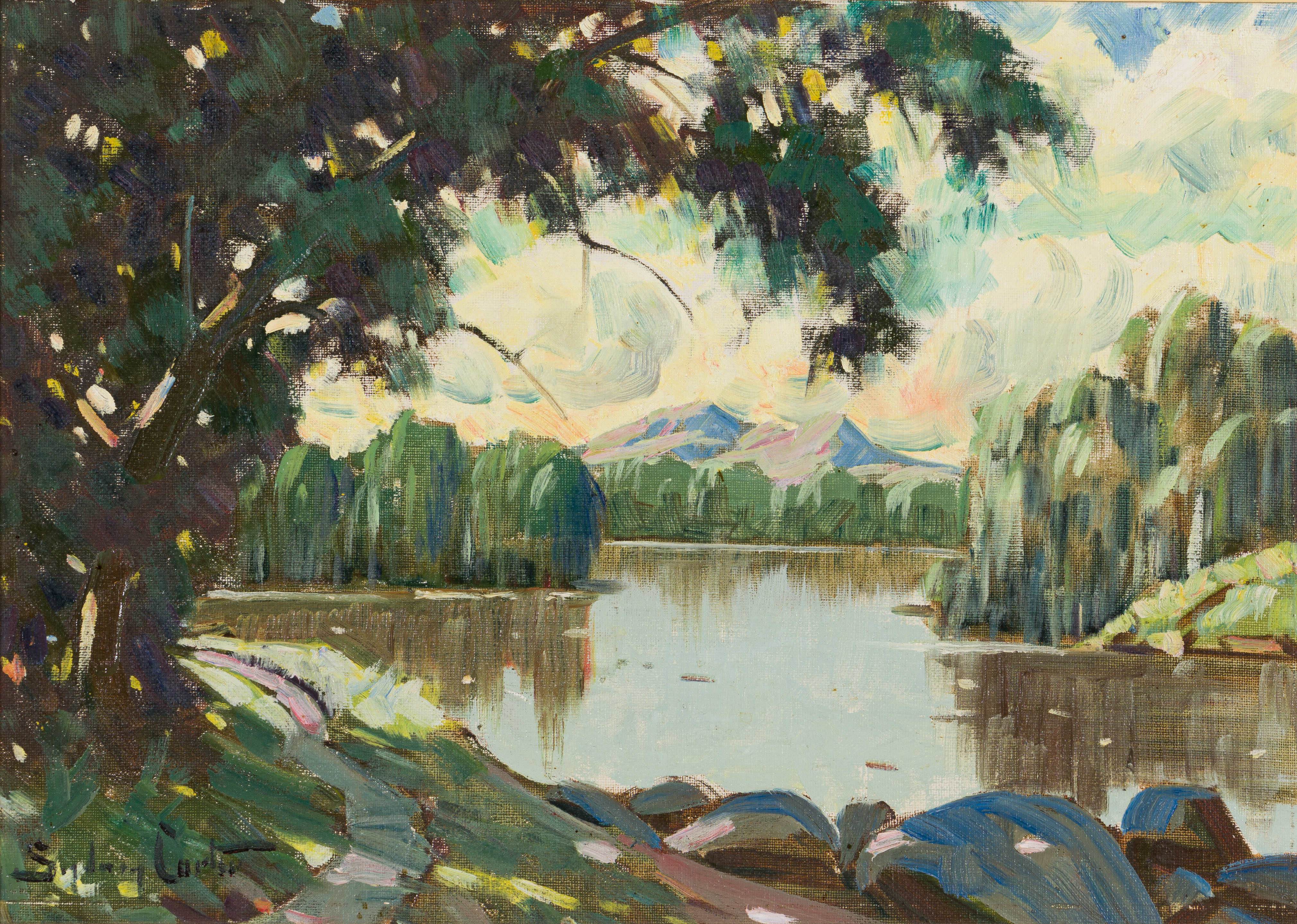 Sydney Carter; Landscape with River and Willows