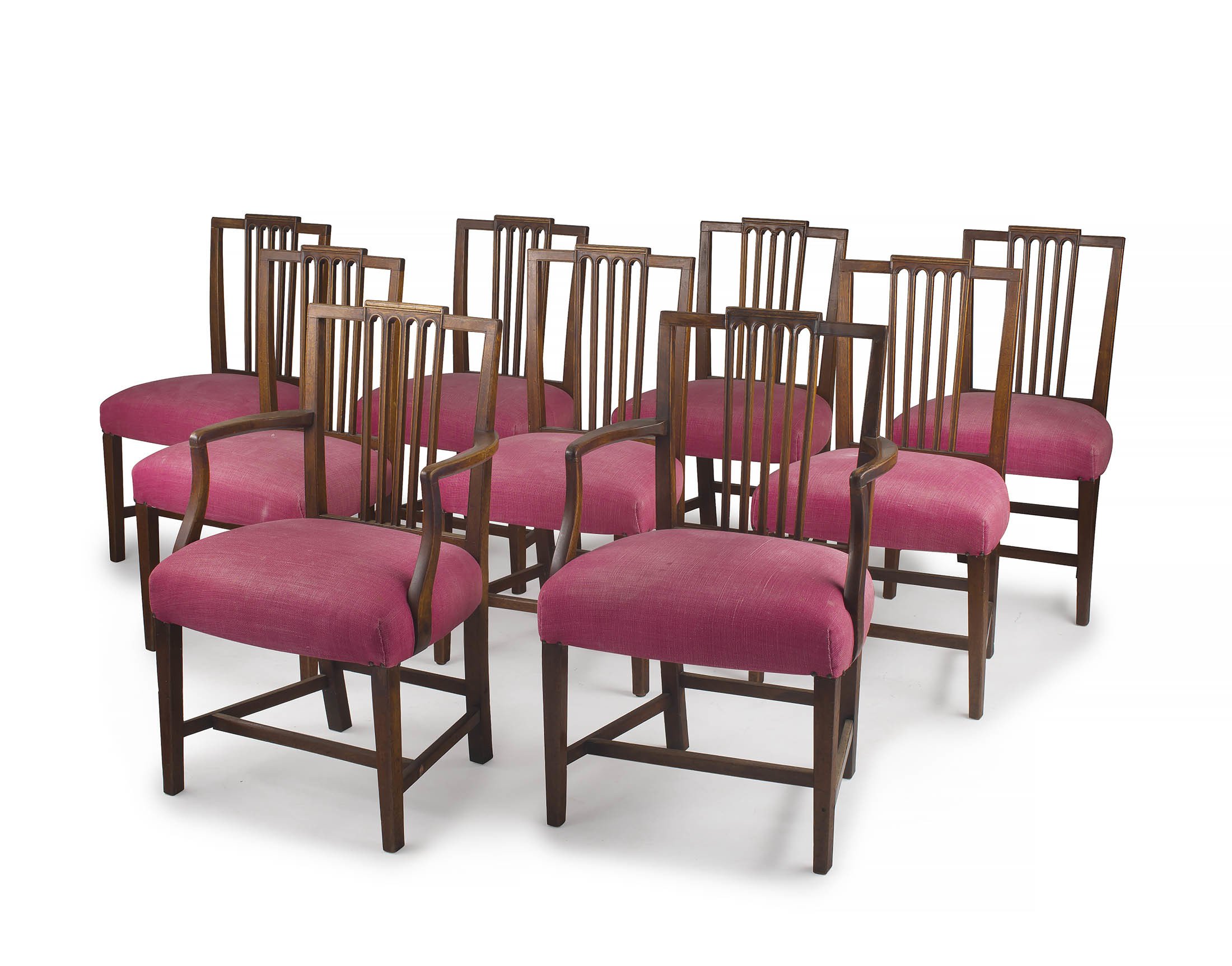 A set of nine George III style mahogany dining chairs