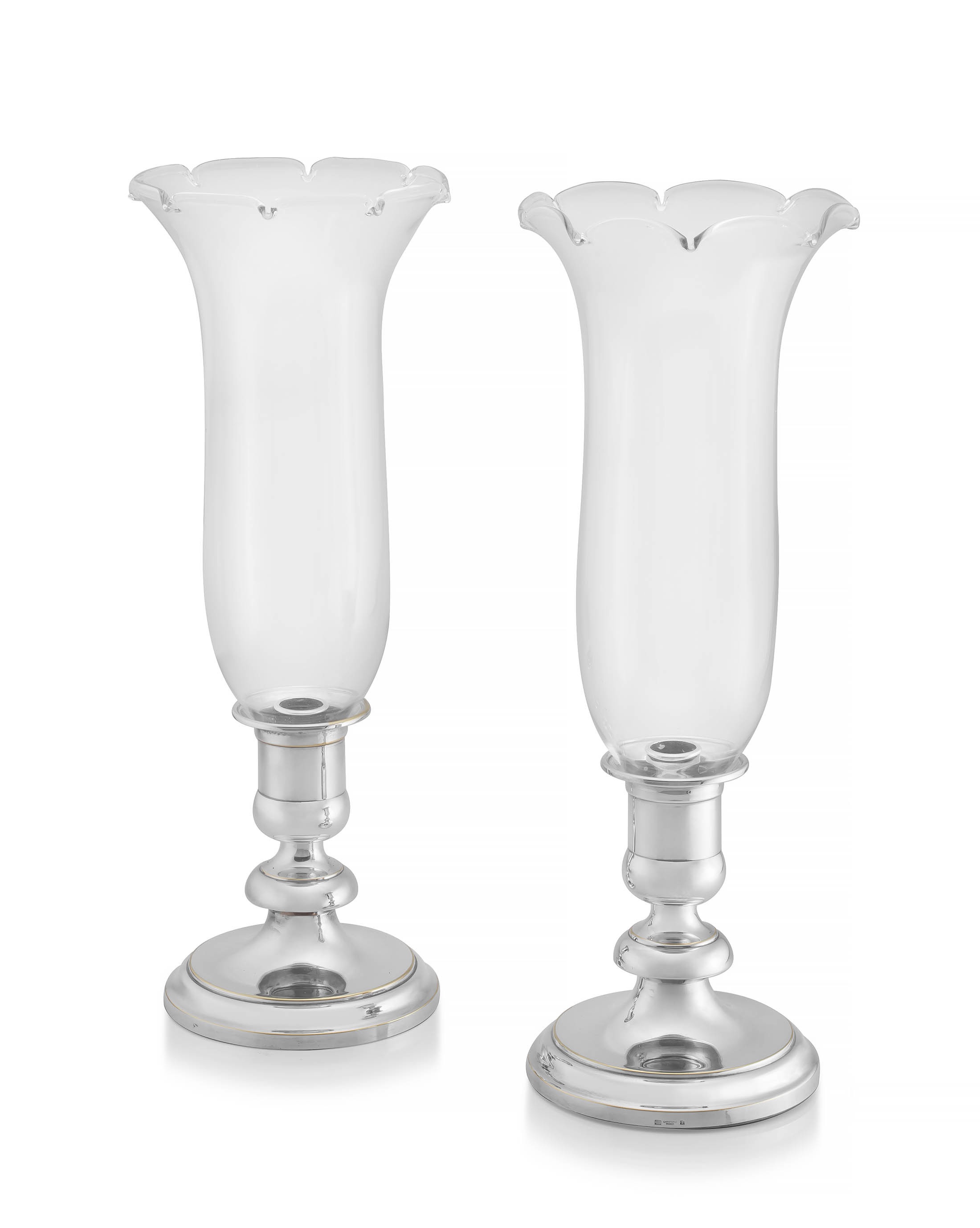 A pair of French silver-plated 'Hurricane' table candlesticks, Christofle, 1935-1983