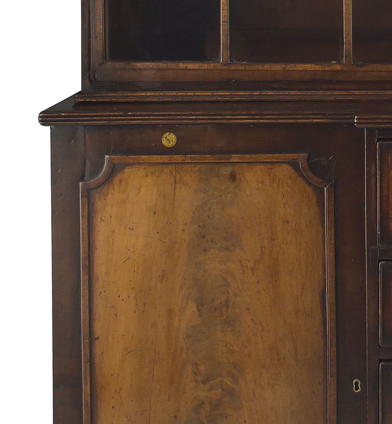 An Edwardian mahogany breakfront secrétaire bookcase