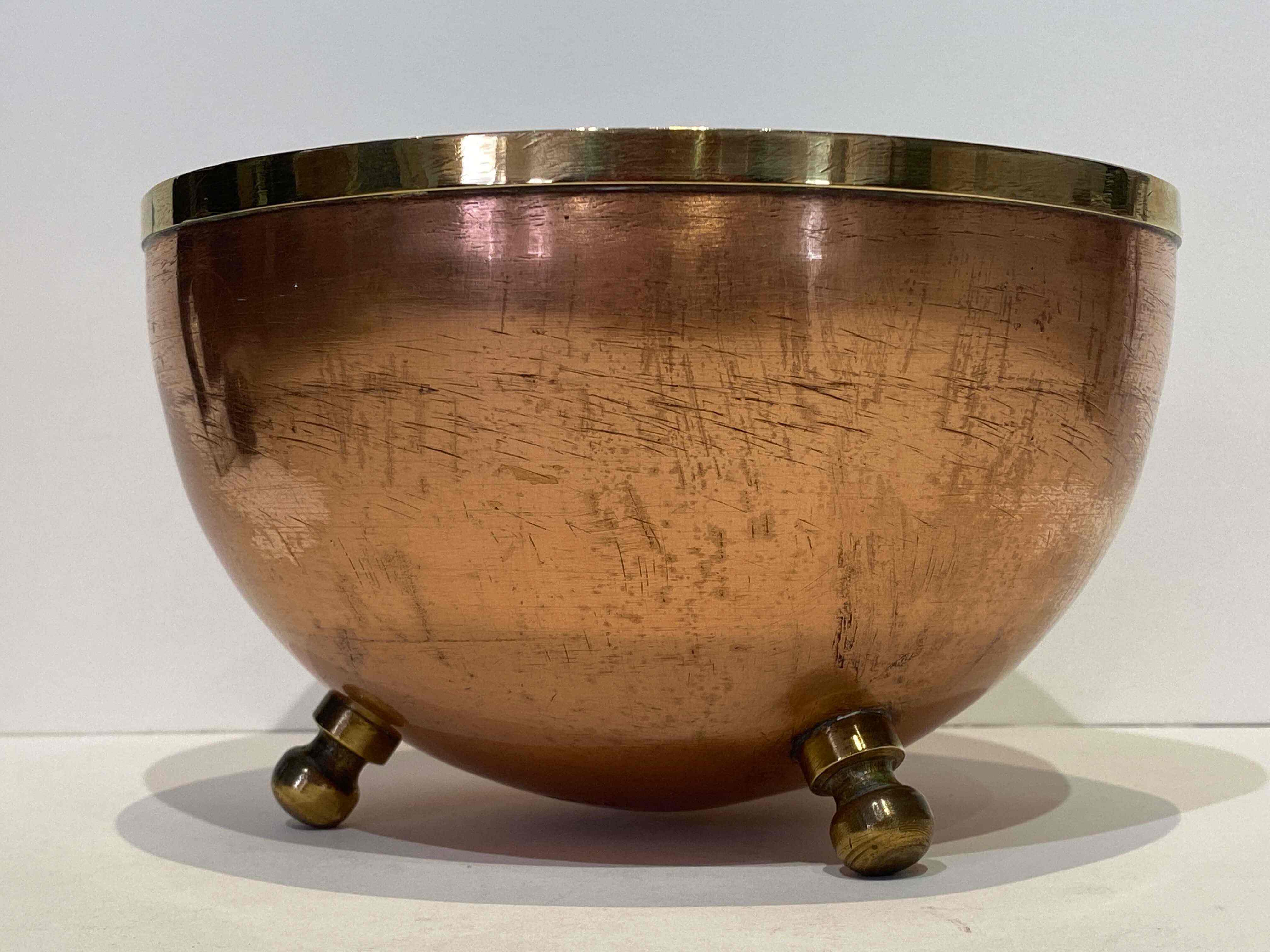 A Cape copper and brass bowl, Johannes Marthinus Woudberg (IV), Wellington, 20th century