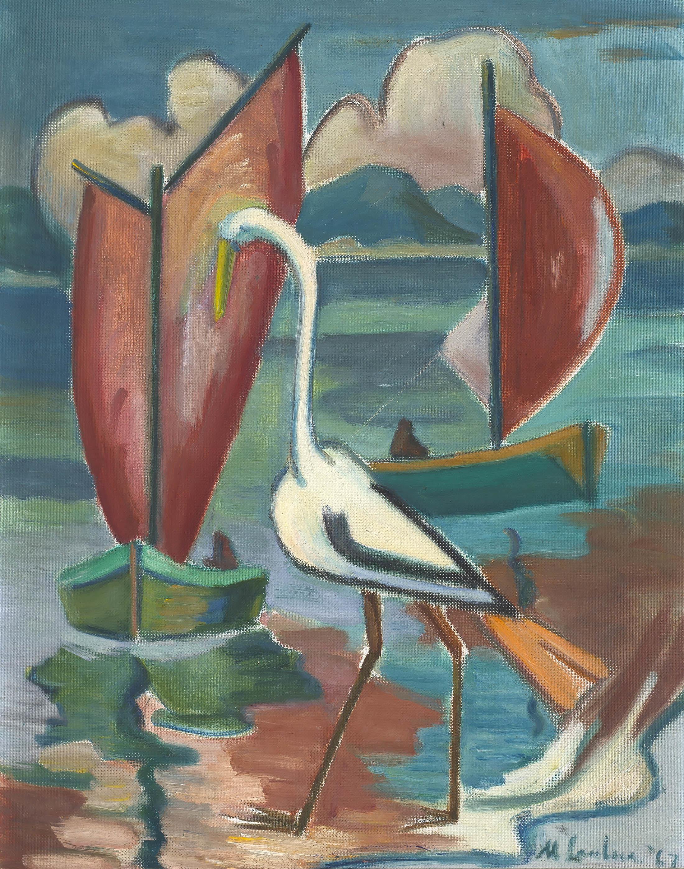Maggie Laubser; Bird and Boats