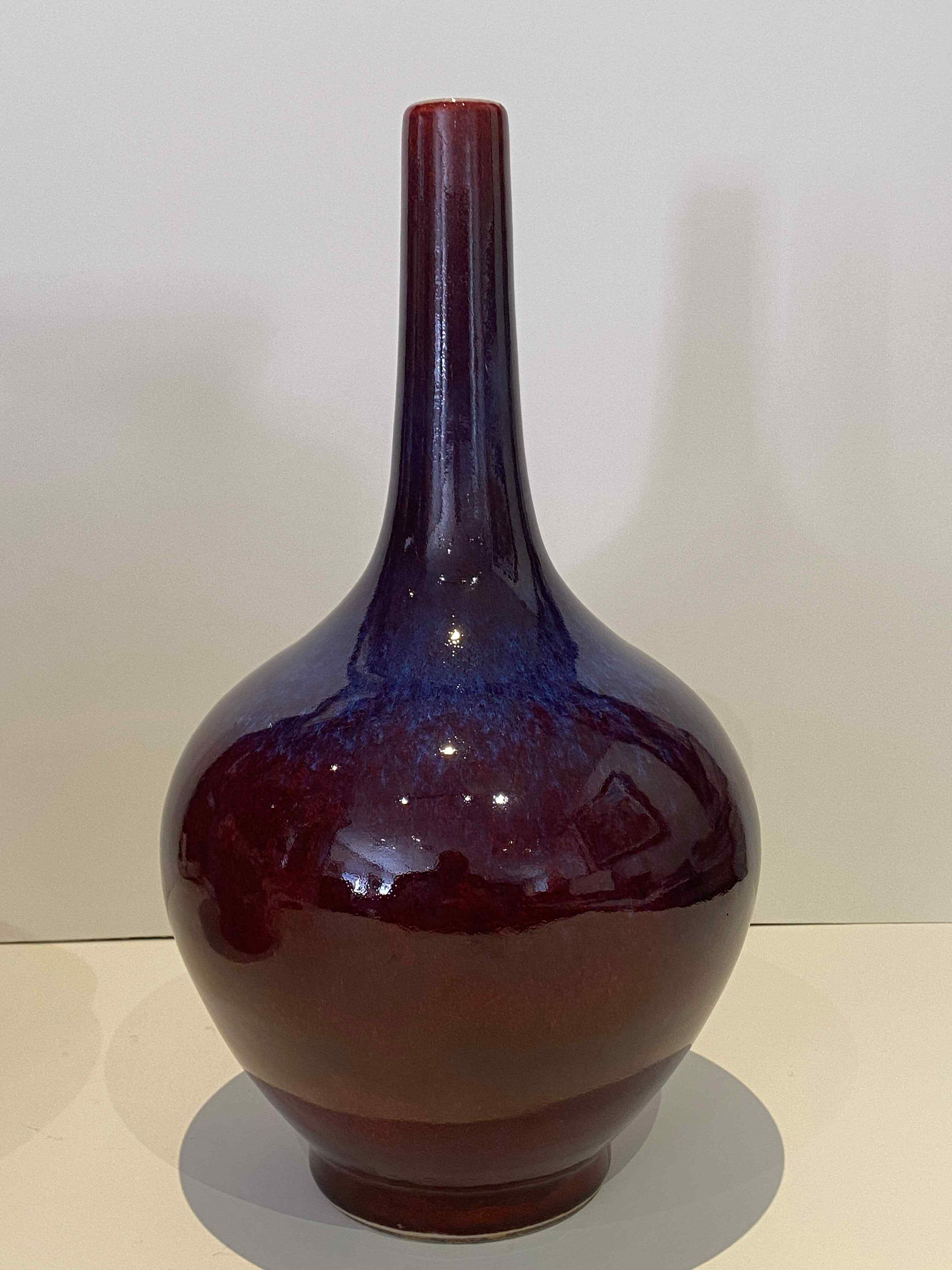 A Chinese flambé-glazed bottle vase, Qing Dynasty, 19th century