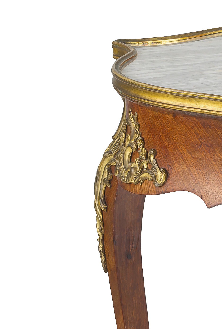 A Louis XVI style marble-topped, kingwood and gilt-metal-mounted occasional table, late 19th/early 20th century