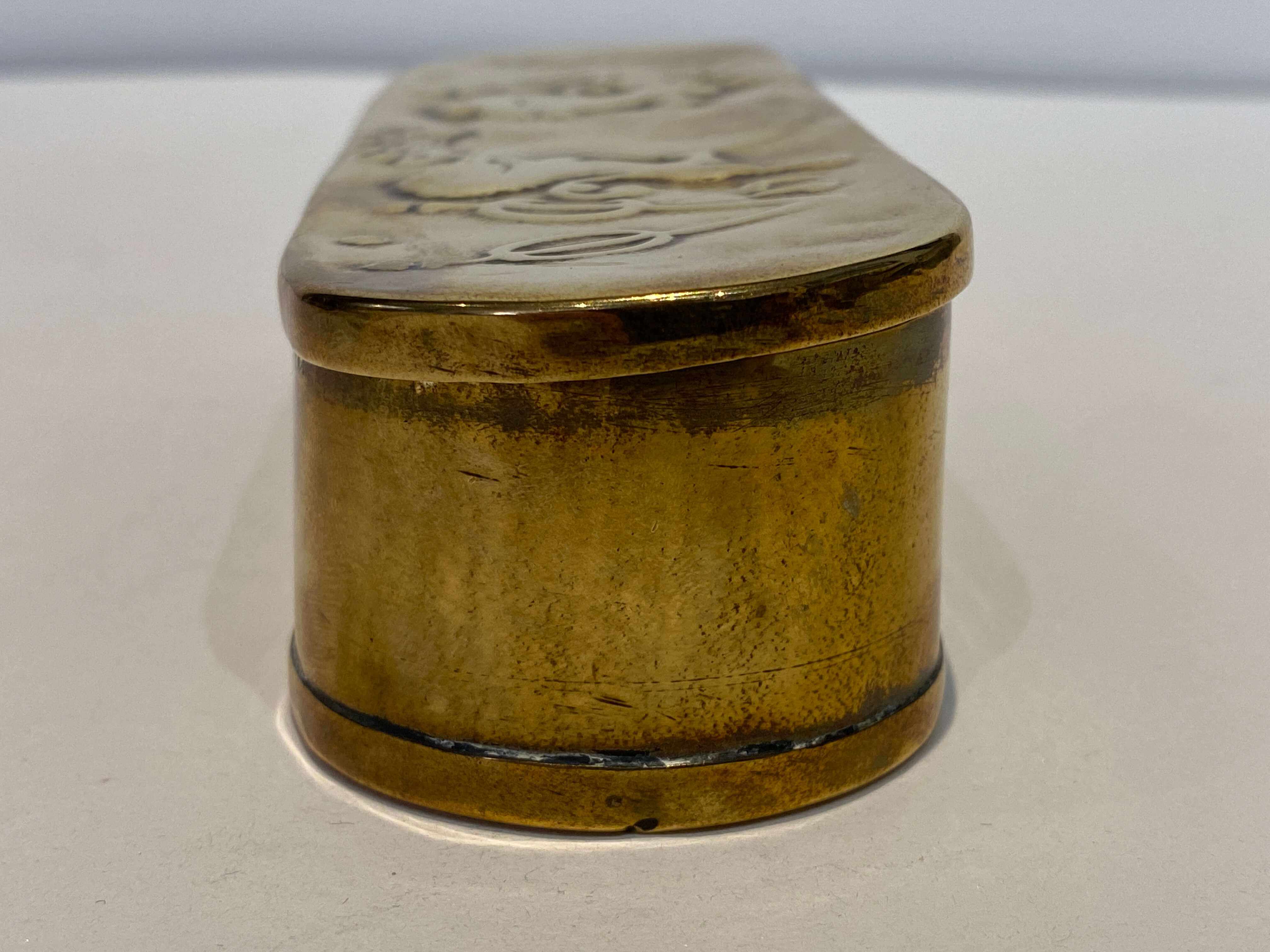 A Dutch brass VOC tobacco box, 18th century