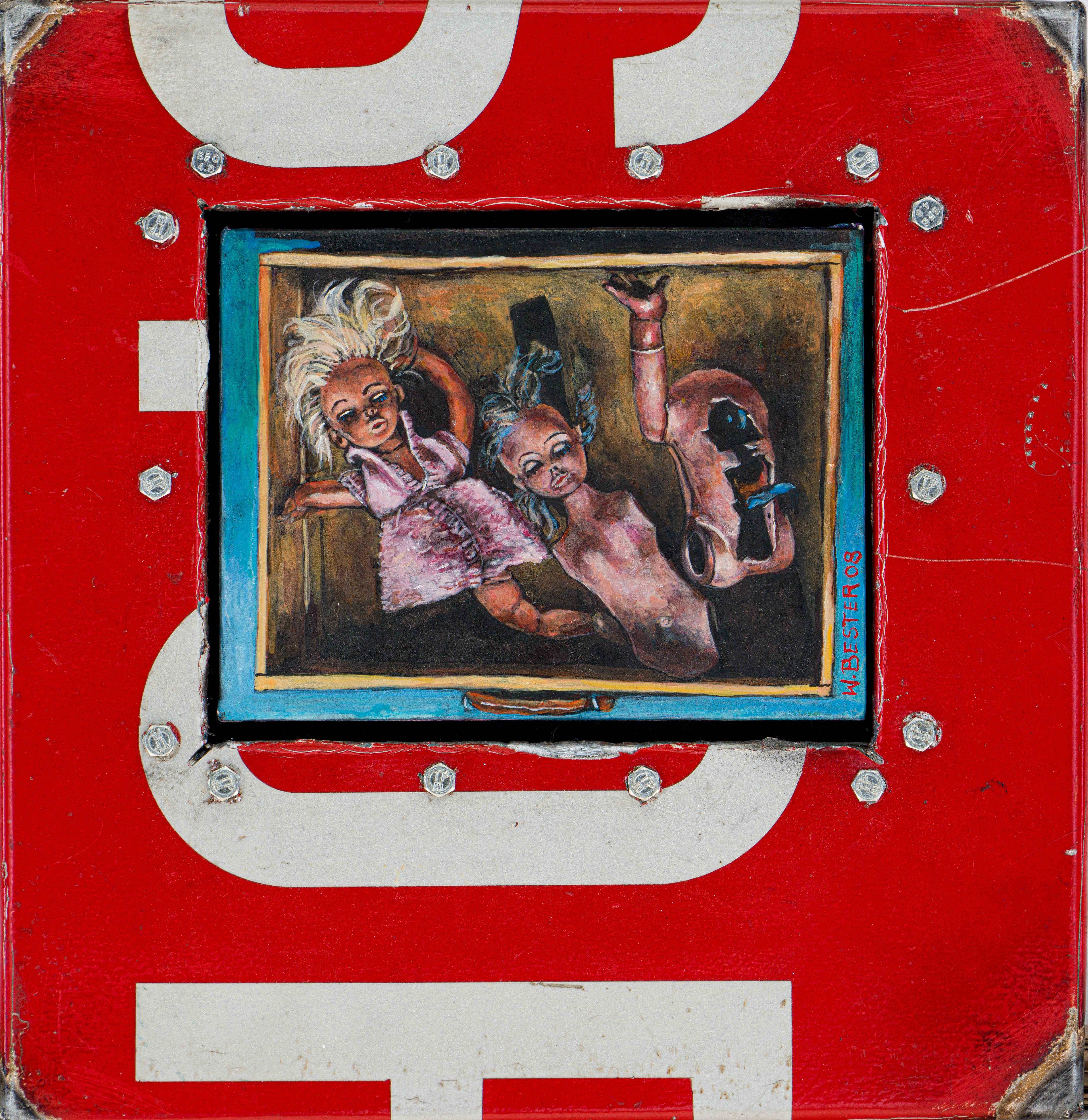 Willie Bester; Stop Sign with Dolls