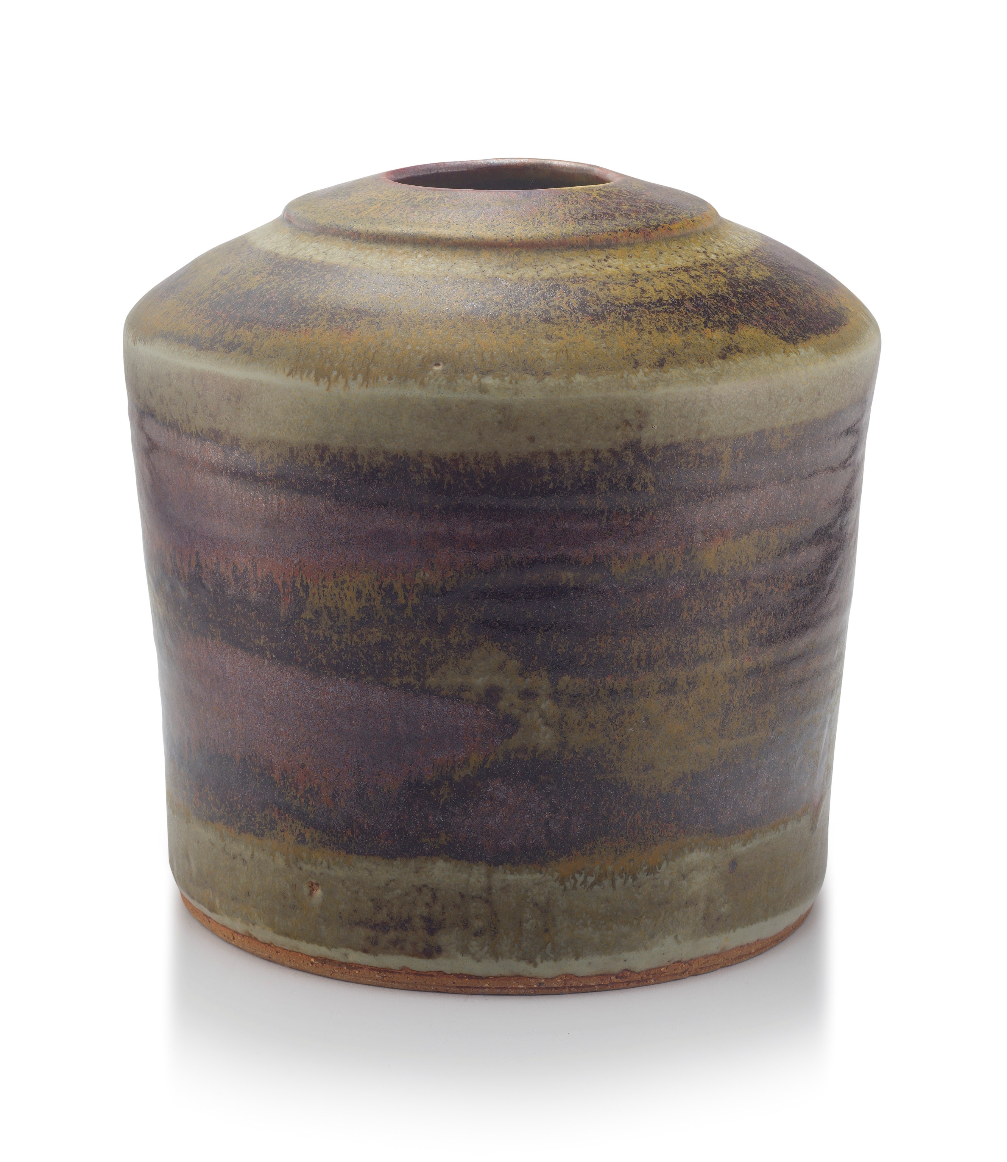 Esias Bosch; Green and Brown Stoneware Vessel