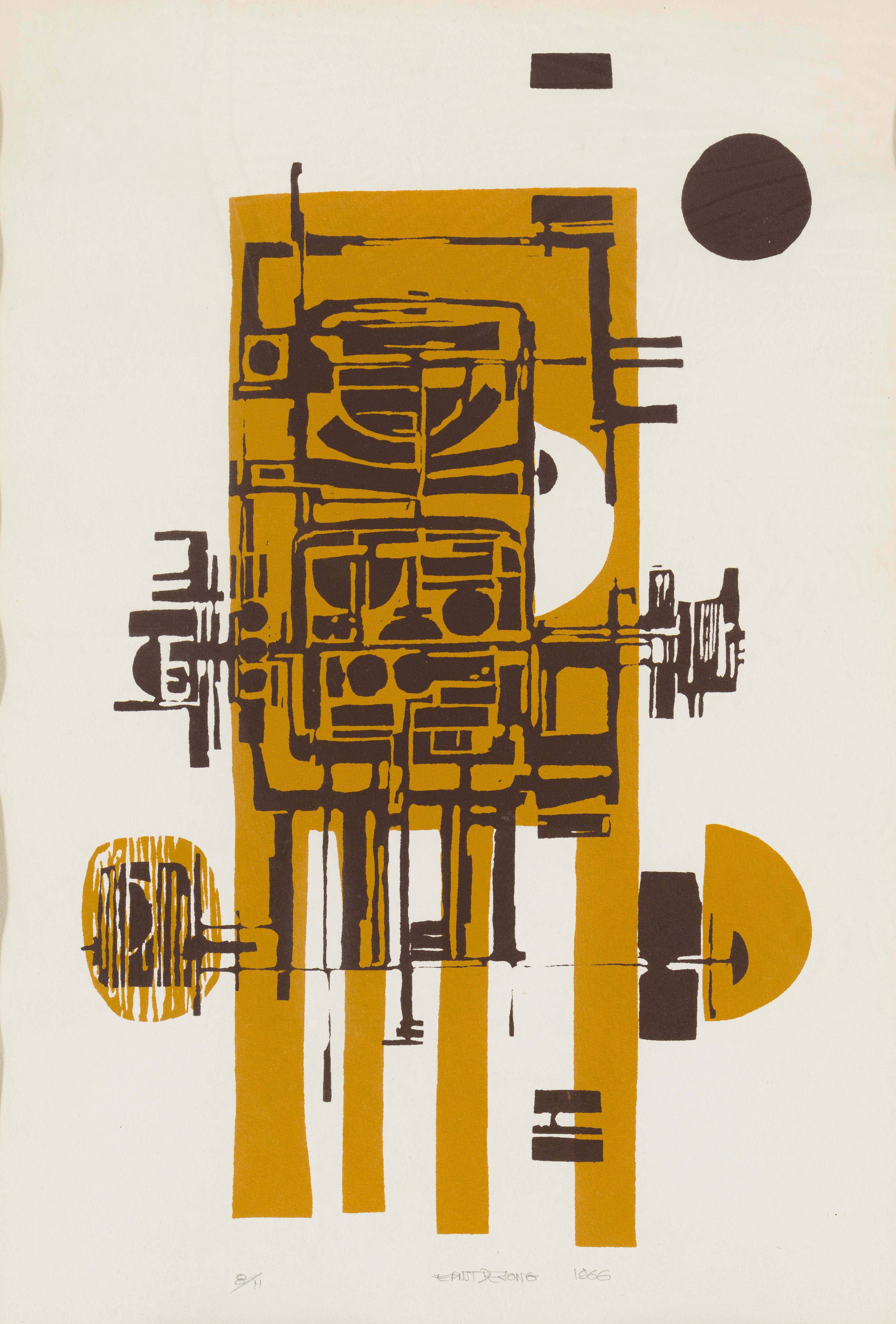 Ernst de Jong; Abstract Composition in Black and Ochre