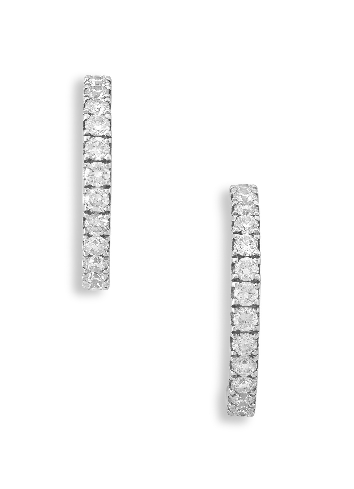 Pair of half-hoop diamond and 18ct white gold earrings
