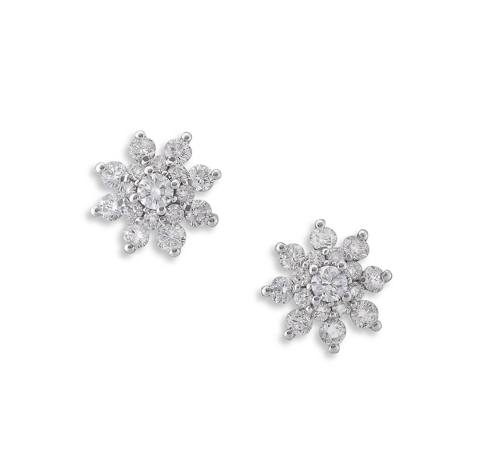 Pair of diamond and 14ct white gold earrings