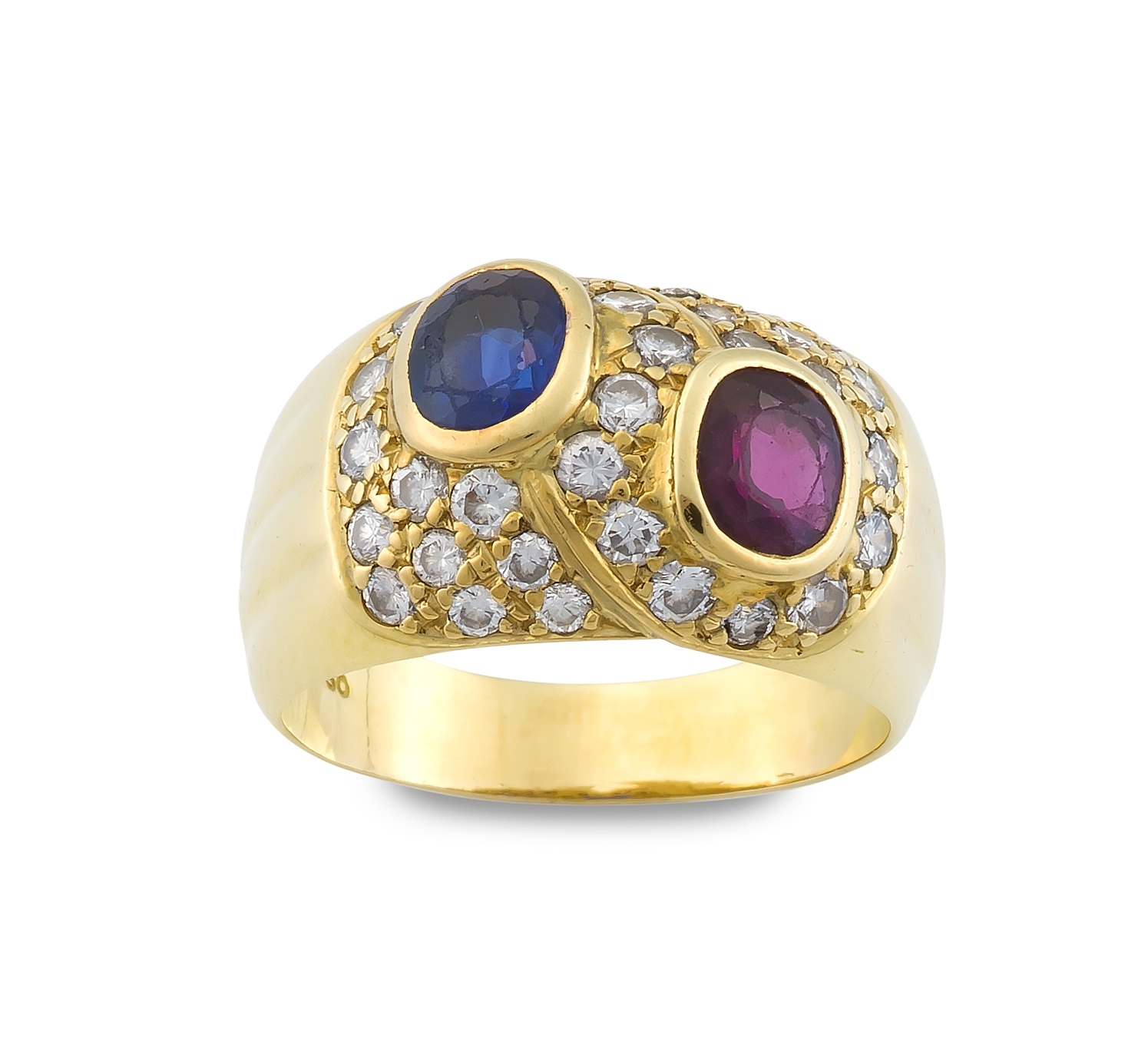 Ruby, sapphire, diamond and 18ct gold ring