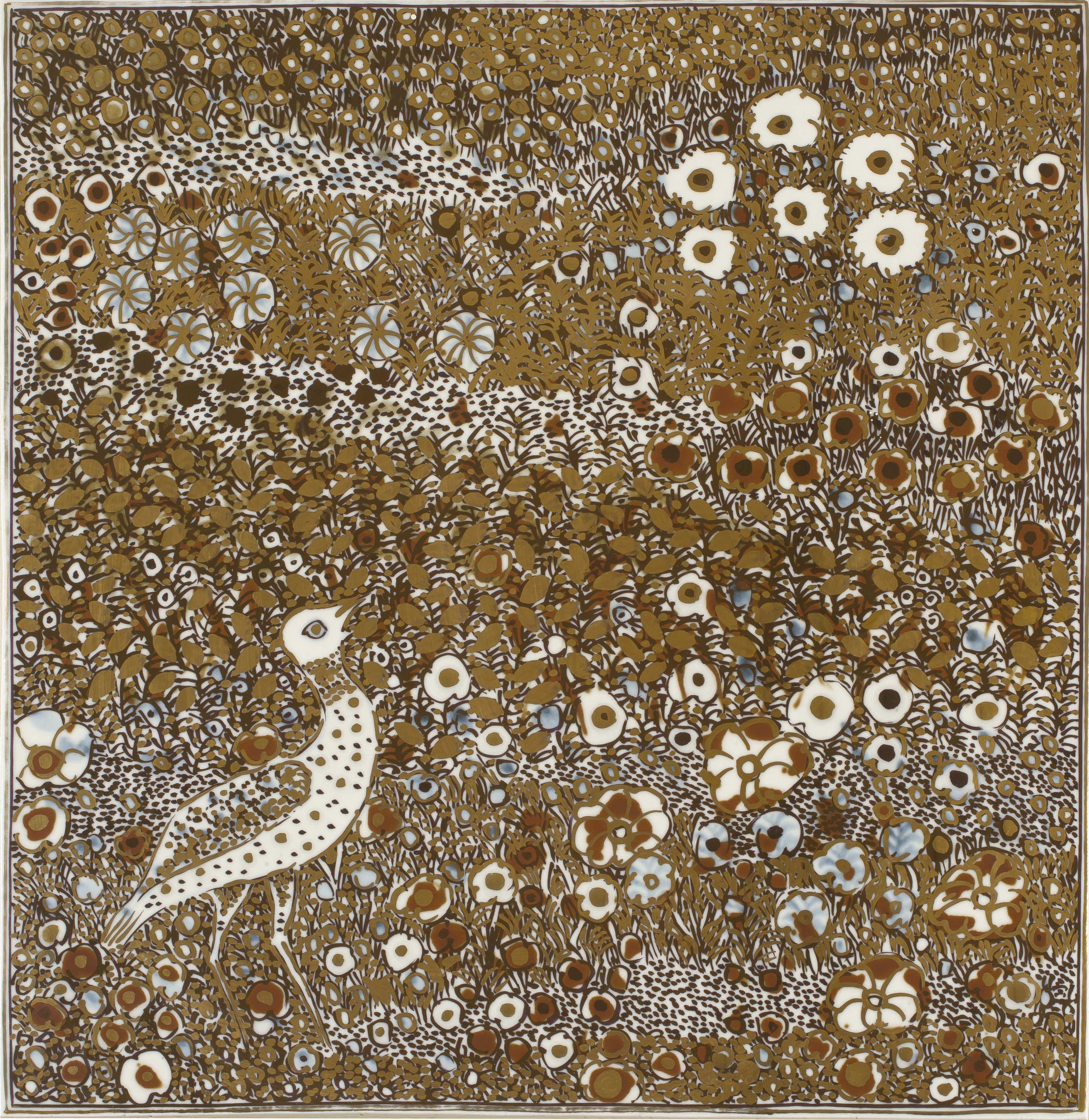 Esias Bosch; Ceramic Tile with Bird and Flower Motifs