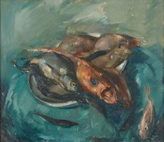 Clement Serneels; A Still Life with Fish in a Bowl