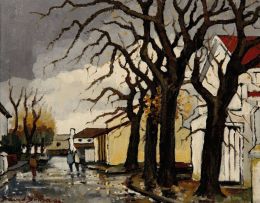 David Botha; A Street Scene on a Rainy Day