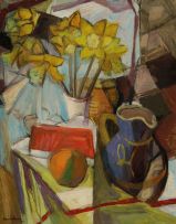 May Hillhouse; Still Life with Daffodils and a Blue Jug