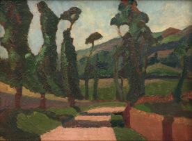 Ruth Everard-Haden; A Road with Trees (A French Landscape)