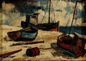 Otto Klar; Boats on the Beach