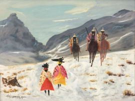 John Koenakeefe Mohl; Horsemen through the Snow in Lesotho