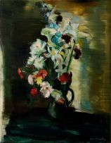 Clement Serneels; Still life with Flowers in a Green Jug