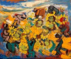 Frans Claerhout; Gathering Sunflowers