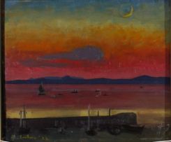 Maggie Laubser; Fishing Harbour, recto, Sunset, verso