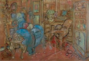 Stanley Hermans; Interior with Blue Chair