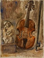 Lippy (Israel-Isaac) Lipshitz; Still Life with a Figurine and a Violin