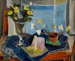 Maud Sumner; Still Life with Flowers and a Candle
