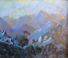 Tinus de Jongh; A Mountainous Landscape