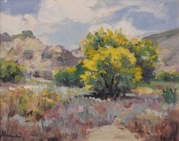 Hugo Naudé; Landscape with Flowering Acacia