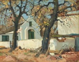 Piet van Heerden; A Cape Farmhouse in Autumn