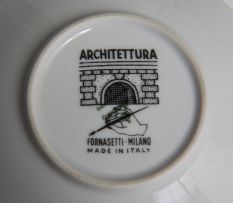 A set of six Fornasetti 'Architettura' coffee cups and saucers, circa 1960