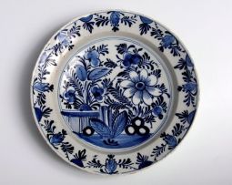 A Dutch Delft blue and white dish, late 18th/early 19th century