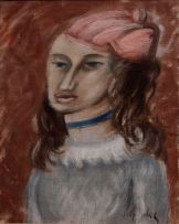 Wolf Kibel; Portrait of a Girl in a Pink Hat