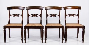 A set of four Regency rosewood side chairs