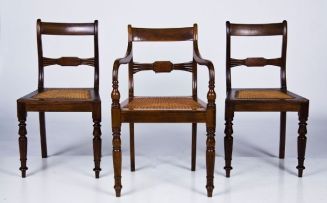 A set of six Cape stinkwood and yellowwood dining chairs, mid 19th century