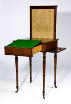A George IV mahogany and bird's-eye maple gentleman's travelling metamorphic writing table