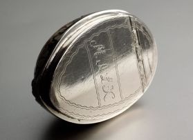 A Cape silver-mounted cowrie shell snuff box, Johannes Hendricus (Jan) Beyleveld, early 19th century