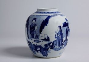 A Chinese blue and white jar, Qing Dynasty, Kangxi (1662-1722)