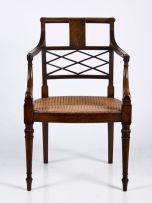 A George III mahogany and inlaid armchair