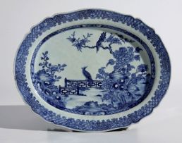 A Chinese blue and white oval dish, Qing Dynasty, Qianlong (1735-1796)