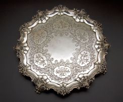 A Victorian silver salver, The Barnard Brothers, London, 1853