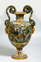 An Italian Maiolica Urbino style two-handled vase, late 19th century
