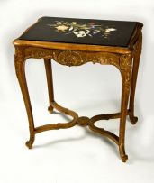 An Italian walnut and pietra dura mounted table, late 19th/early 20th century