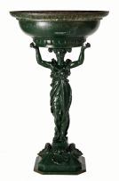 A green-painted cast-iron figural fountain, late 19th century