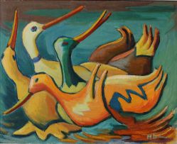 Maggie Laubser; Composition with Ducks