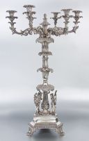 A George IV silver seven-light candelabra, Waterhouse, Hodgson & Co, Sheffield, 1825
